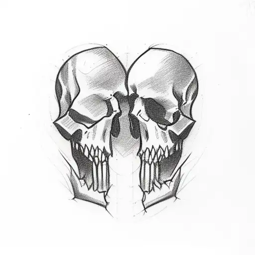 Sketch "Couple Tattoo, Love, Small, Easy, Skulls, Cartoon." Tattoo Design Idea tattoo design idea