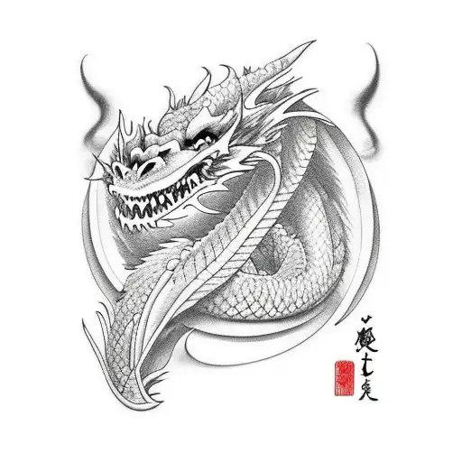 dragon sin alas lineas finas  tattoo design idea