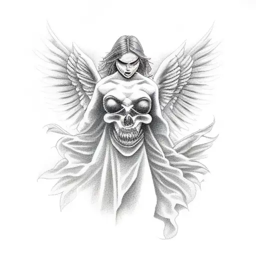 angel killing demon tattoo design idea