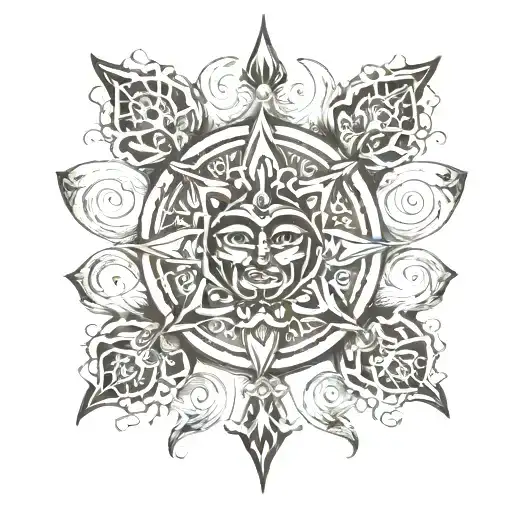 sudarshan chakra with trishul tattoo design idea