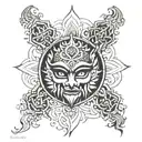 sudarshan chakra with trishul tattoo design idea