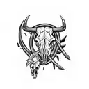 Bull Skull with Zach Bryan tie in  tattoo design idea