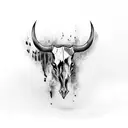 Bull Skull with Zach Bryan tie in  tattoo design idea