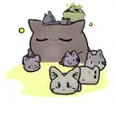 Sleepy Kirby laying on Totoro with Soot sprites  tattoo design idea