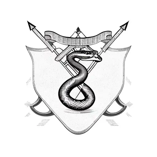 snake with arrow and compass tattoo design idea