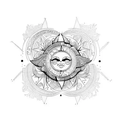 Sun and Moon tattoo design idea