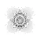 An intricate mandala design incorporating symbols of Reiki and a radiant sun tattoo design idea