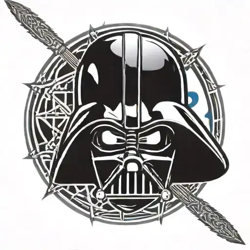 darth vader and death star in celtic style lines only tattoo design idea