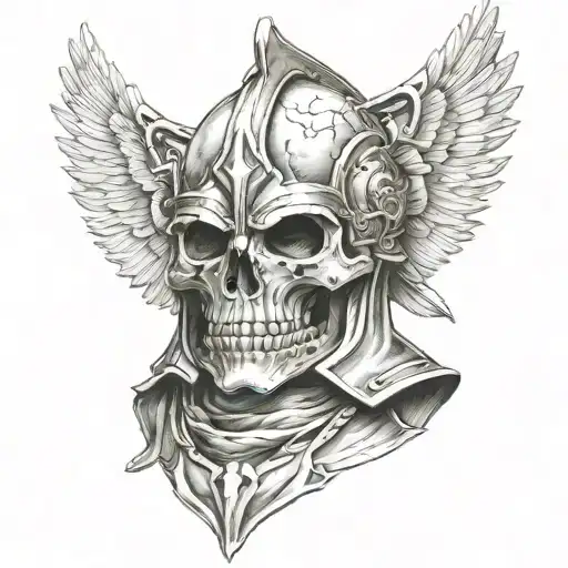 skull spartan warrior tattoo design idea