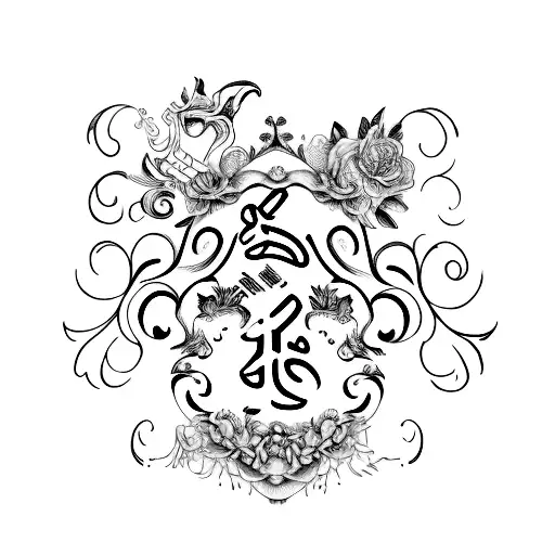 the name "Wanda" in the baroque writing tattoo design idea