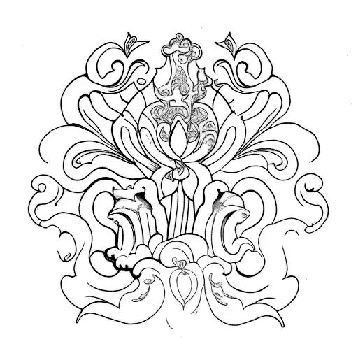 "Wanda" in the baroque writing tattoo design idea