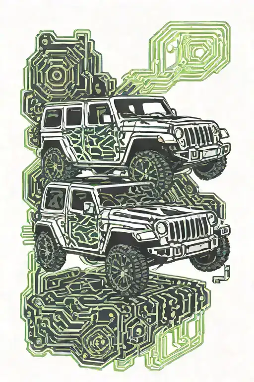 circuit board jeep wrangler tattoo design idea