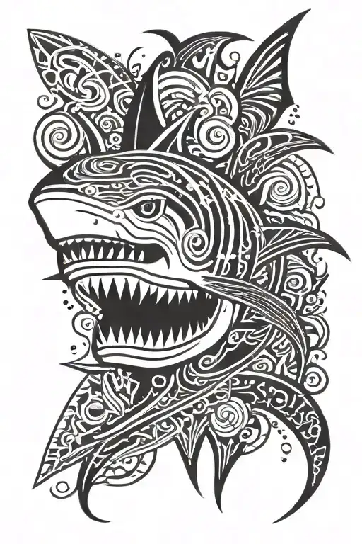 tribal shark fin tattoo design idea