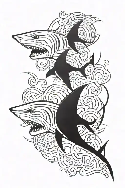 tribal shark fin coming tattoo design idea