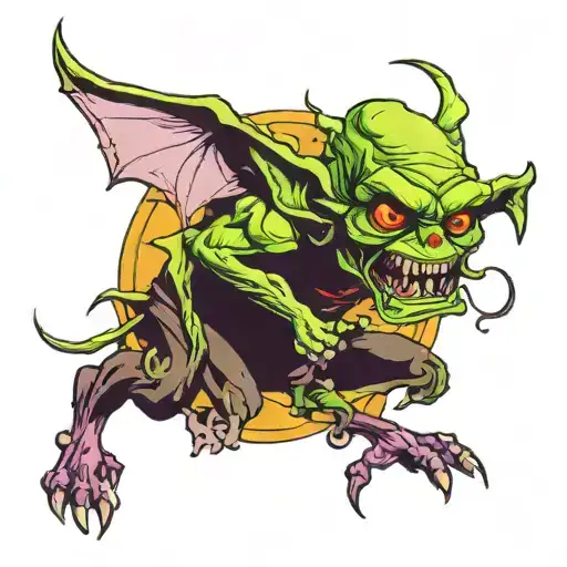 green  demon goblin tattoo design idea