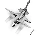 fighter jet top veiw half schematic half real life tattoo design idea