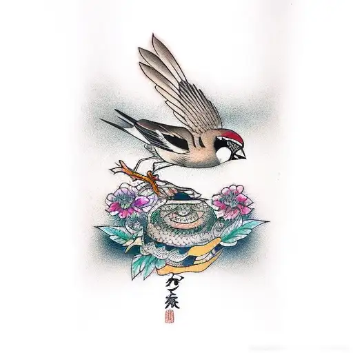 Sparrow tattoo design idea