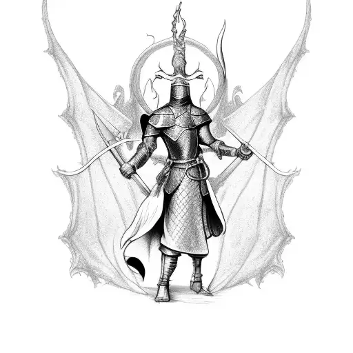 Medieval character with dragon tattoo design idea