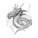 Medieval character with dragon tattoo design idea