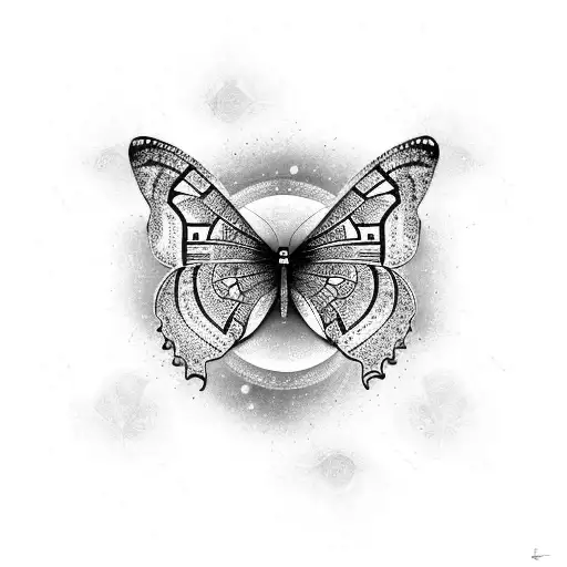 Planet Fireworks Butterfly  tattoo design idea