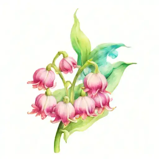 Lilly of the valley aqua color smoke tattoo design idea