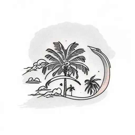 palm tree summer tattoo design idea