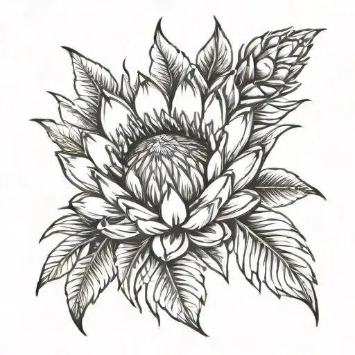 protea flower tattoo design idea
