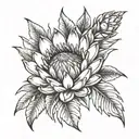 protea flower tattoo design idea