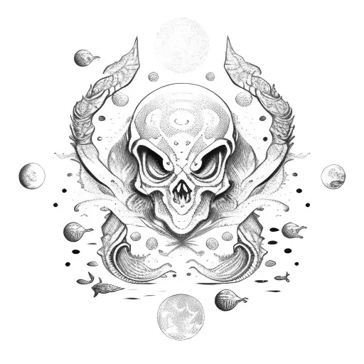 ocean scorpio bufallo rose moon tattoo design idea
