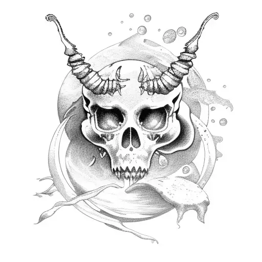 ocean scorpio bufallo rose moon tattoo design idea