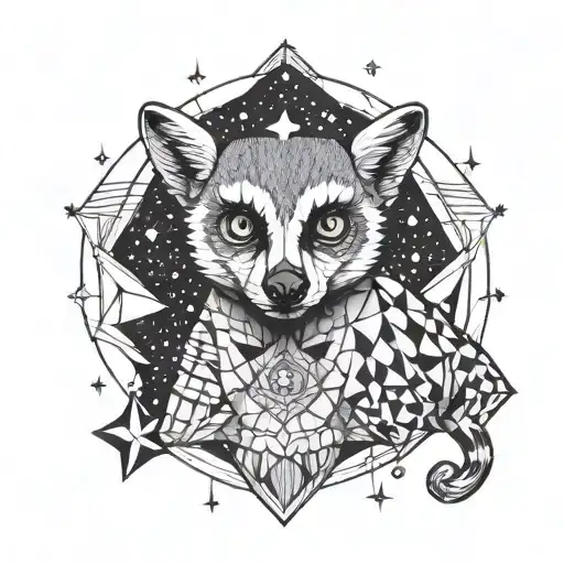 lemur moon and stars tattoo design idea