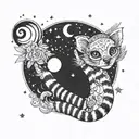 lemur moon and stars tattoo design idea