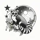 lemur moon and stars tattoo design idea