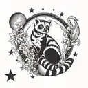 lemur moon and stars tattoo design idea