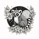 lemur moon and stars tattoo design idea