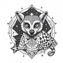 lemur moon and stars tattoo design idea