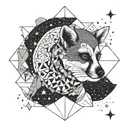 lemur moon and stars tattoo design idea