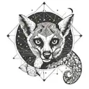 lemur moon and stars tattoo design idea