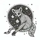 lemur moon and stars tattoo design idea