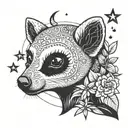lemur moon and stars surrounding tattoo design idea