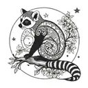 lemur moon and stars surrounding tattoo design idea