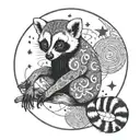lemur moon and stars surrounding tattoo design idea