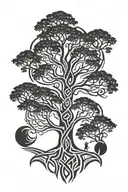 african tribal with tree intertwined tattoo design idea