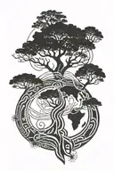 african tribal with tree intertwined tattoo design idea