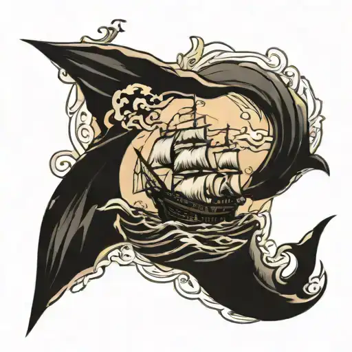 sunken ship tattoo design idea