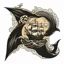 sunken ship tattoo design idea