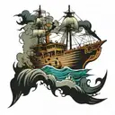 sunken ship tattoo design idea