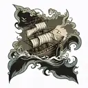 sunken ship tattoo design idea