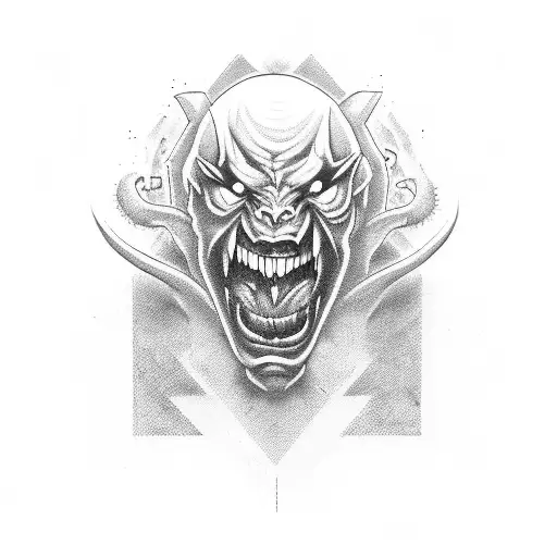 enraged demon that cries tattoo design idea