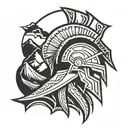 spartan helmet mountain outline tattoo design idea